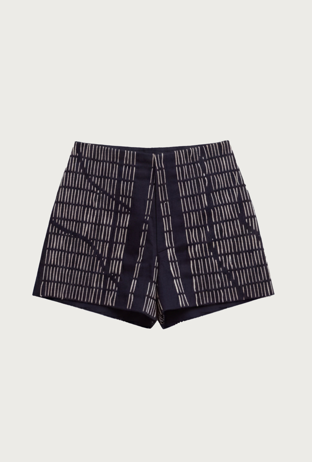 Black shorts with a subtle pattern on a light gray background