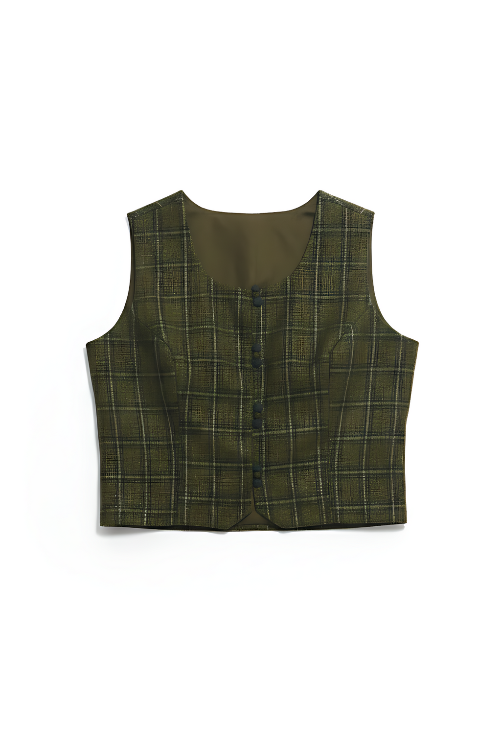 Green plaid vest on a white background
