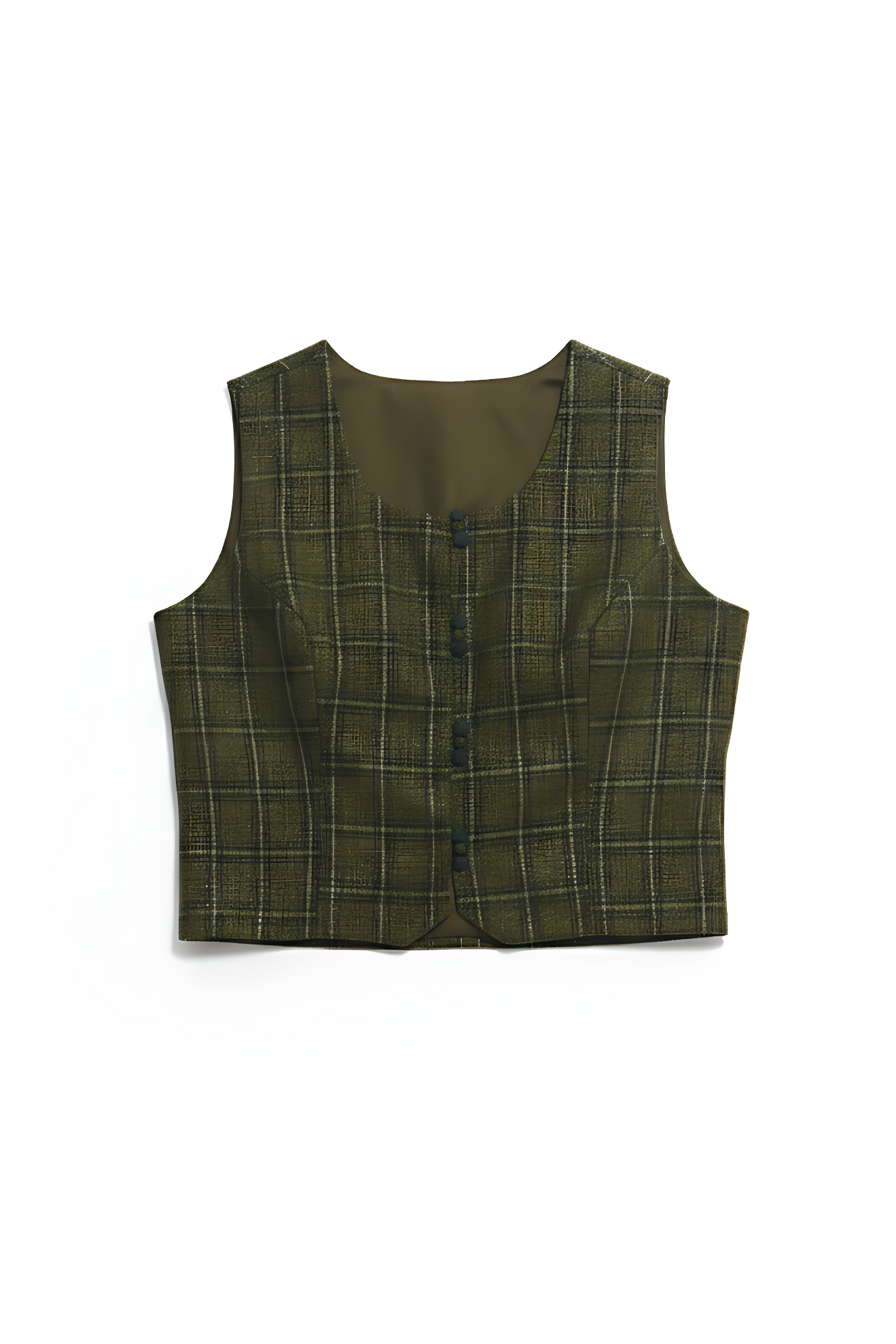 Green plaid vest on a white background