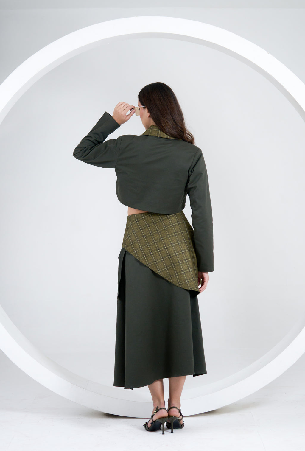 Moss and Plaid midi skirt