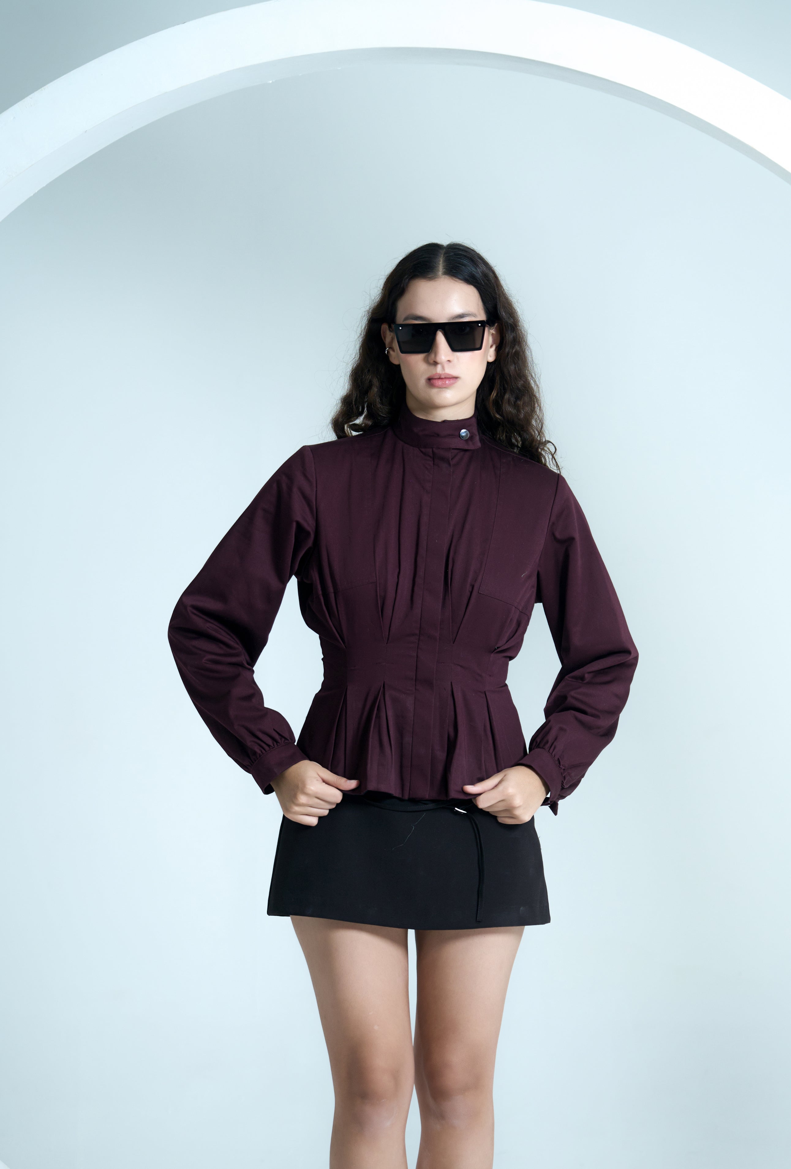 Crimson Block and Flare Jacket